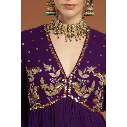 RIRASA Nirguna Purple Kurta With Sharara And Dupatta