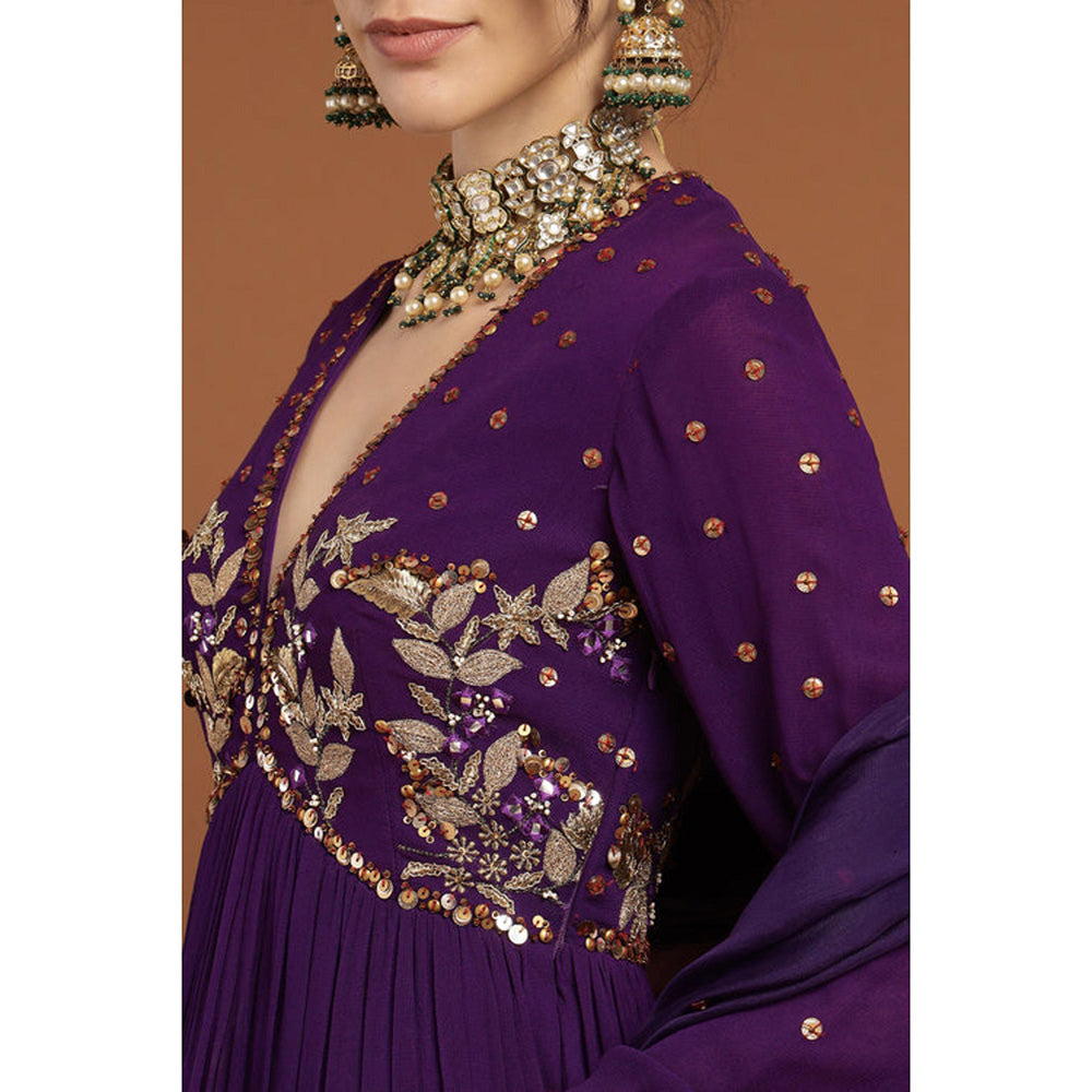 RIRASA Nirguna Purple Kurta With Sharara And Dupatta