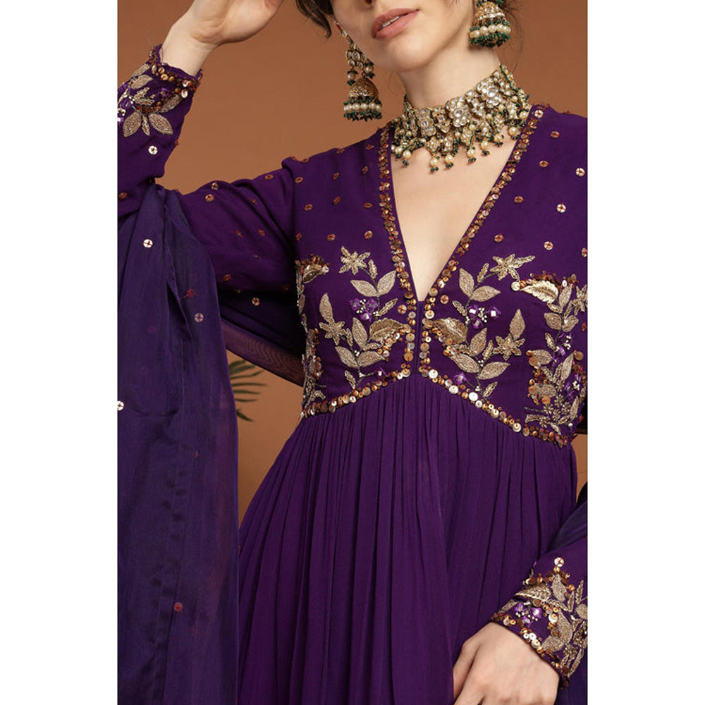 RIRASA Nirguna Purple Kurta With Sharara And Dupatta