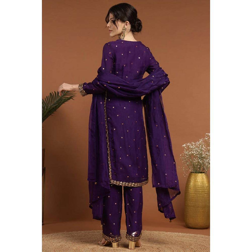 RIRASA Akshara Purple Kameez With Pant And Dupatta