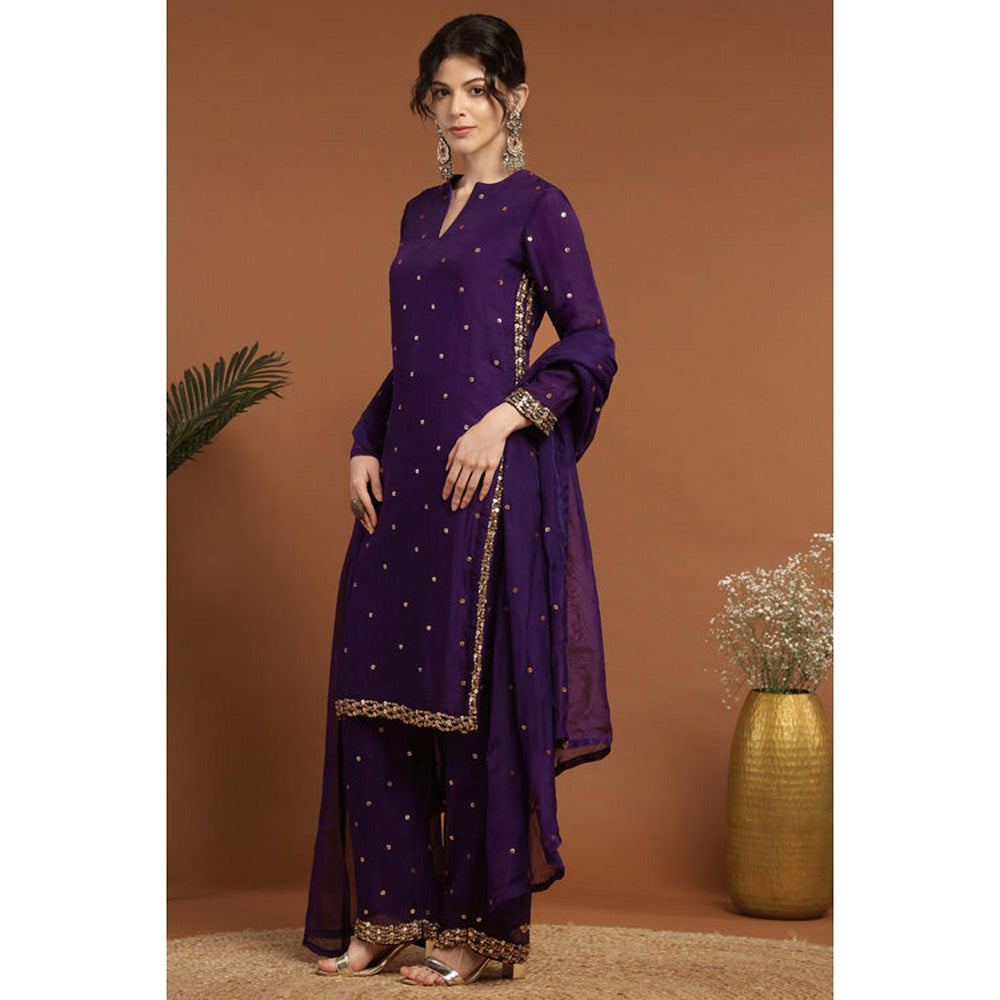 RIRASA Akshara Purple Kameez With Pant And Dupatta