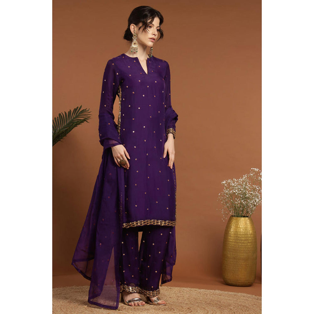 RIRASA Akshara Purple Kameez With Pant And Dupatta