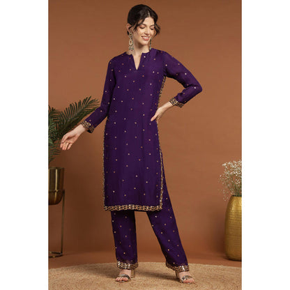 RIRASA Akshara Purple Kameez With Pant And Dupatta