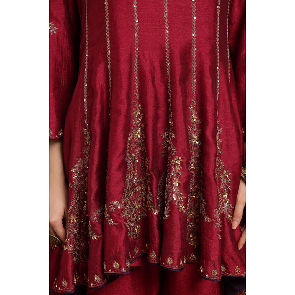 RIRASA Shyamasundara Red Anarkali Kurta And Pant