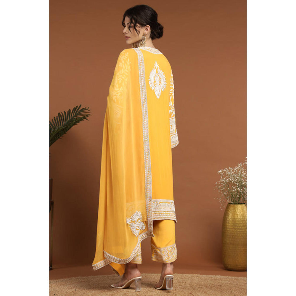 RIRASA Mohish Yellow Kurta With Pant And Dupatta