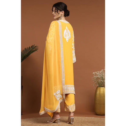 RIRASA Mohish Yellow Kurta With Pant And Dupatta