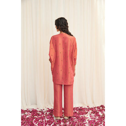 RIRASA Mayurakhya Pink Embroidered Tissue Kurta With Pants