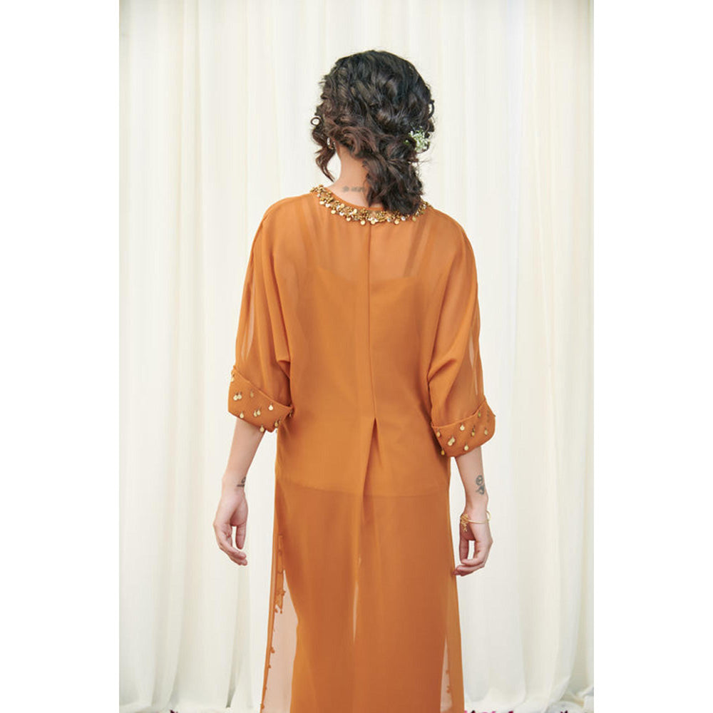 RIRASA Katakamukha Mustard Georgette Kurta And Pants
