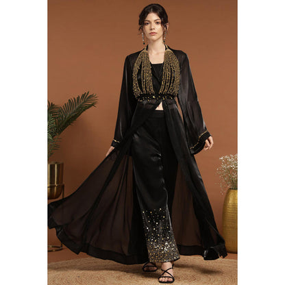 RIRASA Keshava Black Bralette With Cape And Pant