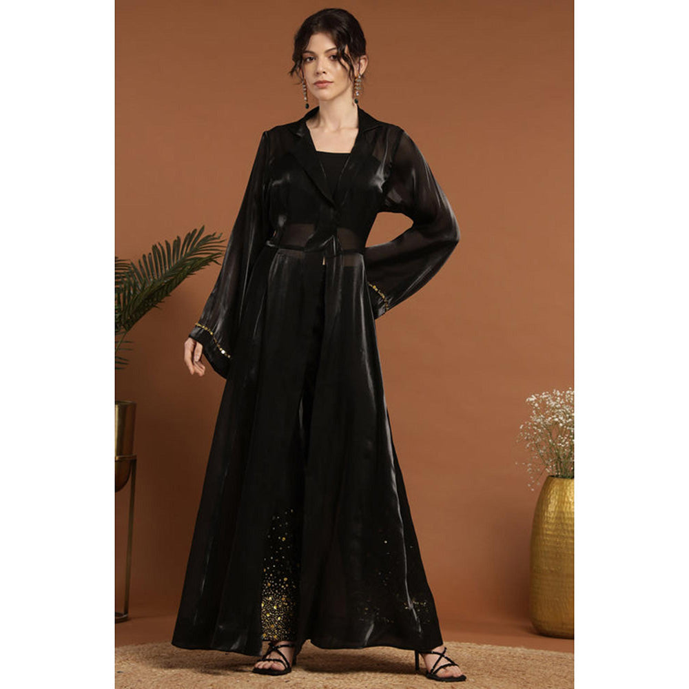 RIRASA Keshava Black Bralette With Cape And Pant