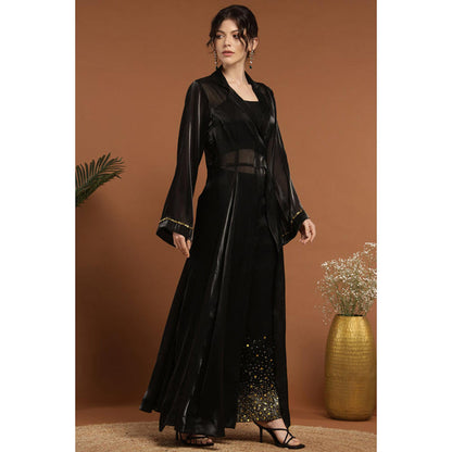 RIRASA Keshava Black Bralette With Cape And Pant
