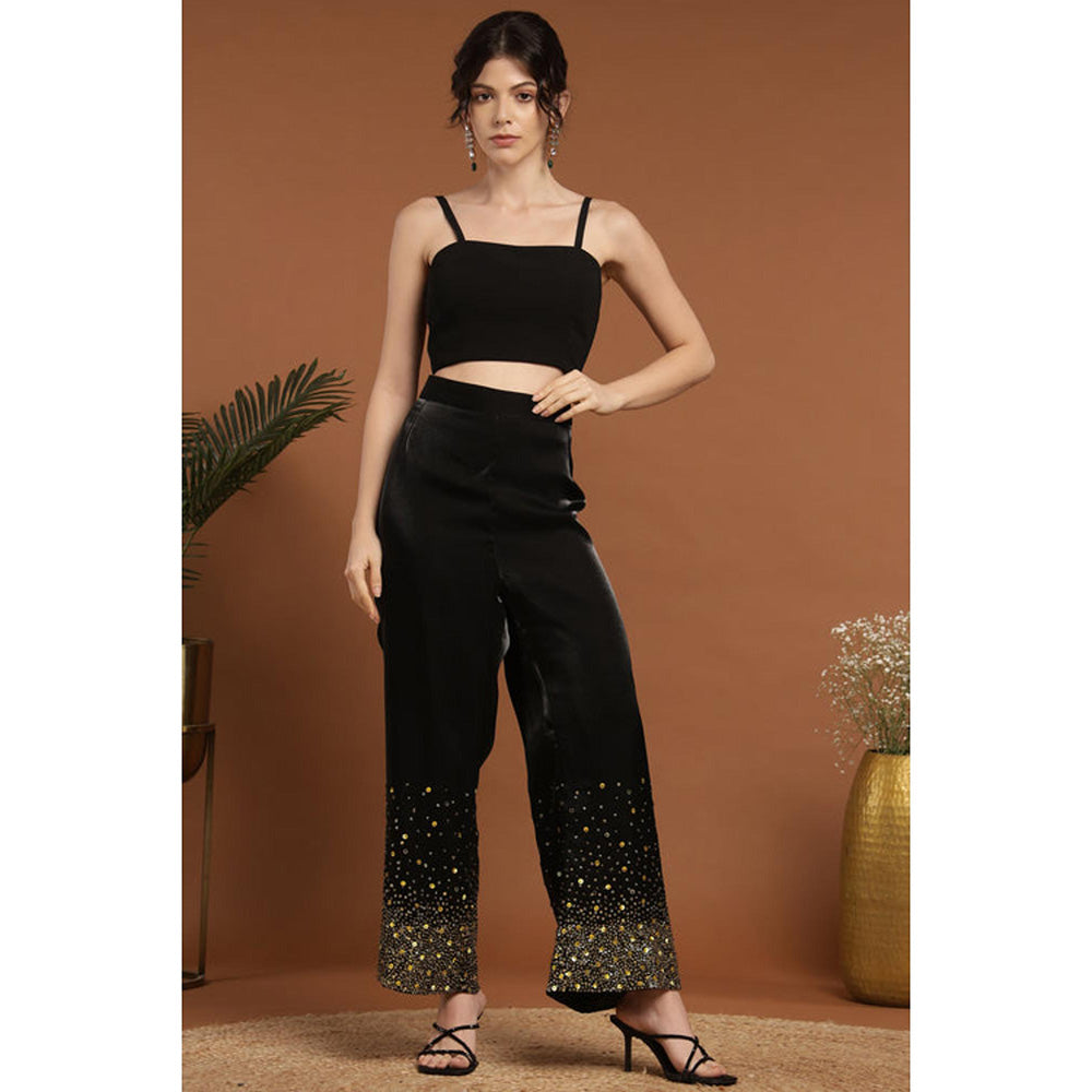 RIRASA Keshava Black Bralette With Cape And Pant