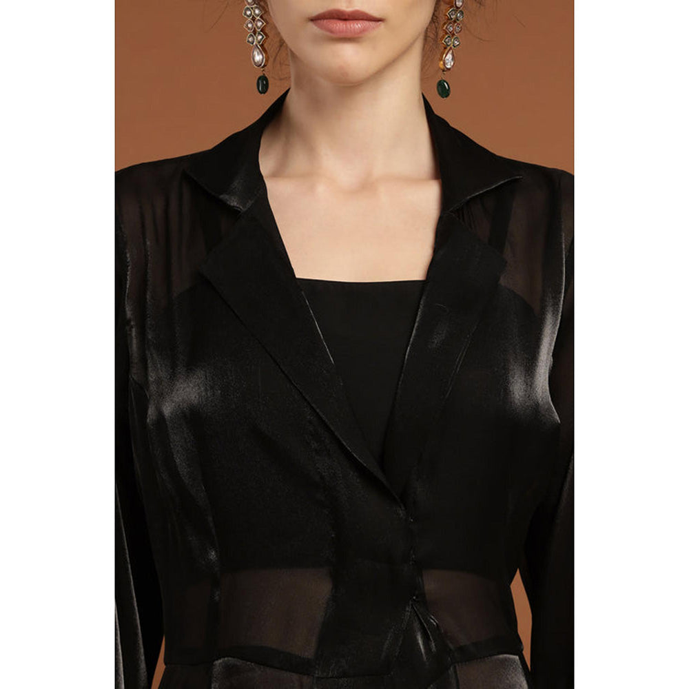 RIRASA Keshava Black Bralette With Cape And Pant