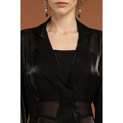 RIRASA Keshava Black Bralette With Cape And Pant