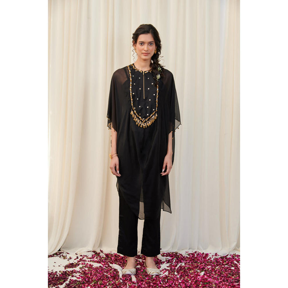 RIRASA Keelak Black Organza Embroidered Kurta With Pants