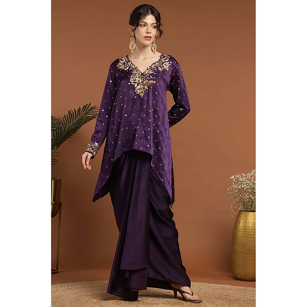 RIRASA Anant Purple Kurta And Dhoti Skirt