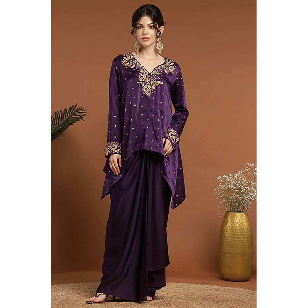 RIRASA Anant Purple Kurta And Dhoti Skirt
