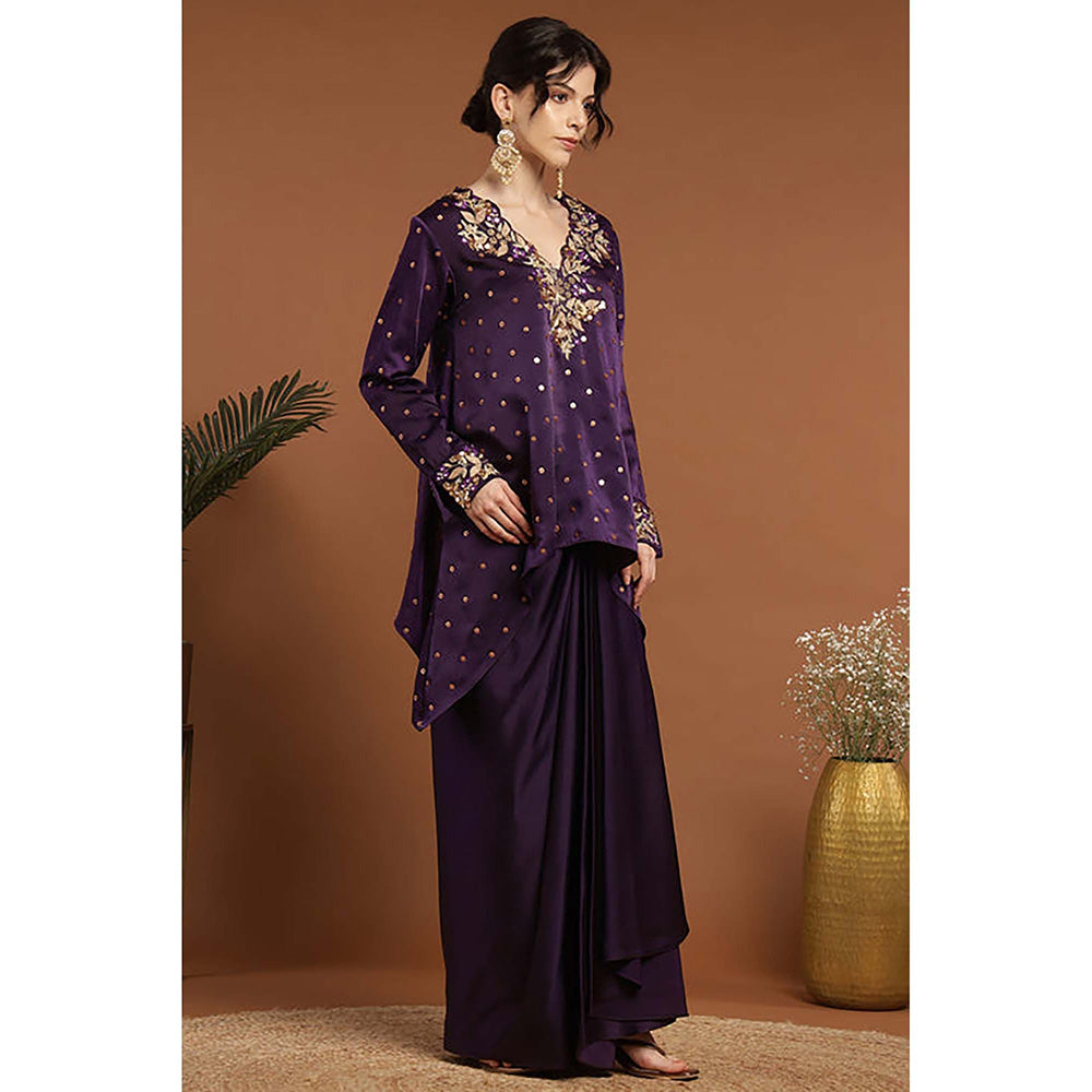 RIRASA Anant Purple Kurta And Dhoti Skirt