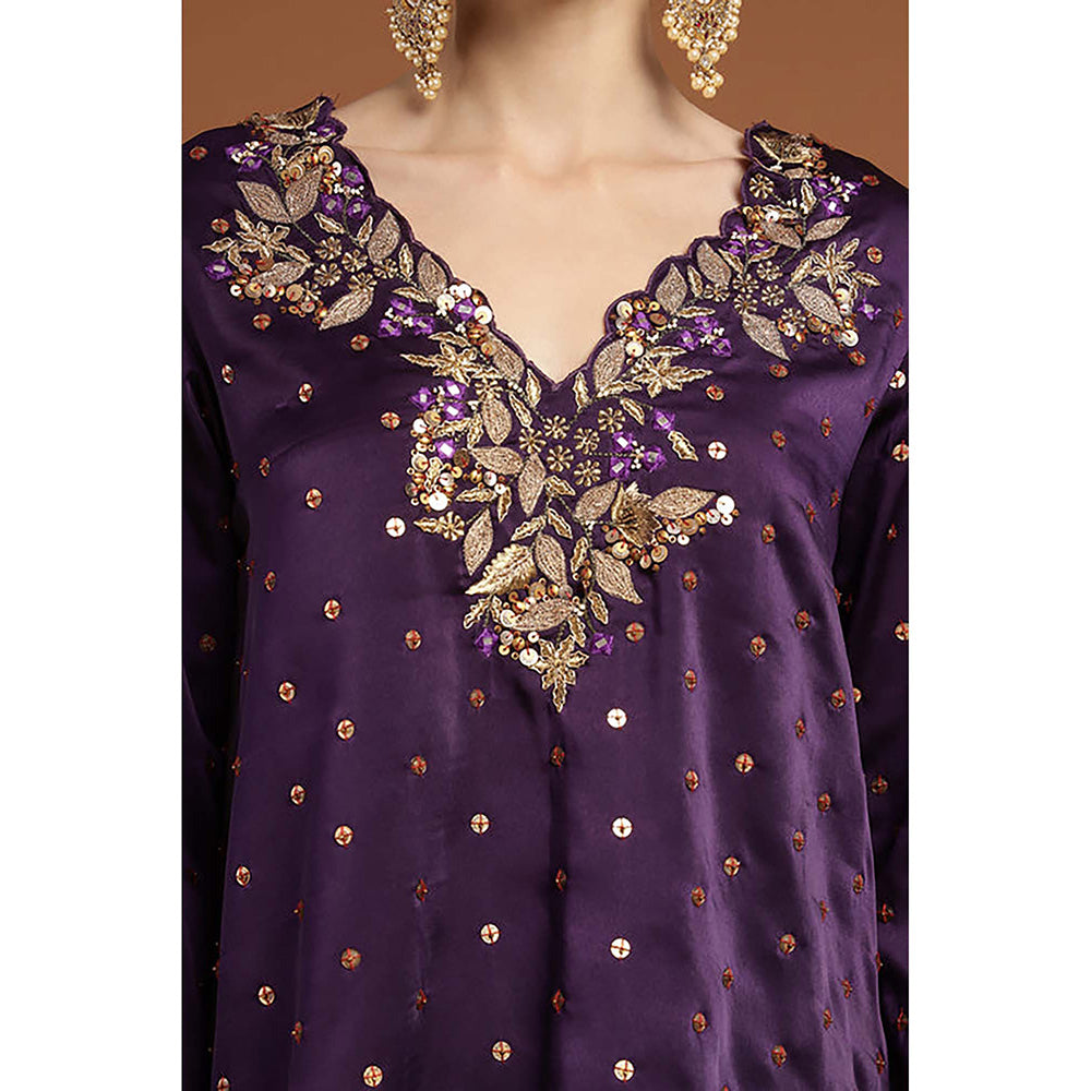RIRASA Anant Purple Kurta And Dhoti Skirt