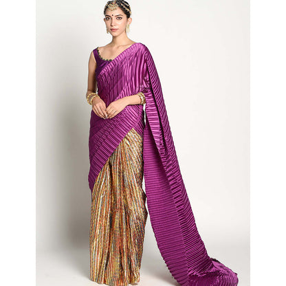 RISHI & VIBHUTI Samyukta Saree with Stitched