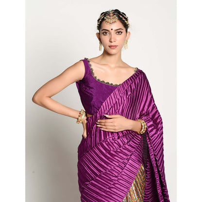 RISHI & VIBHUTI Samyukta Saree with Stitched
