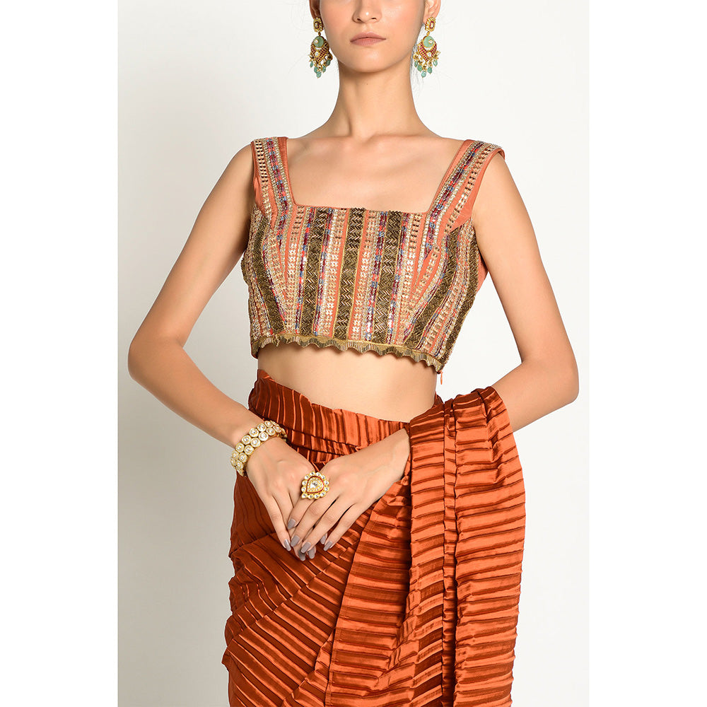 RISHI & VIBHUTI Aayat Embellished Saree without Blouse