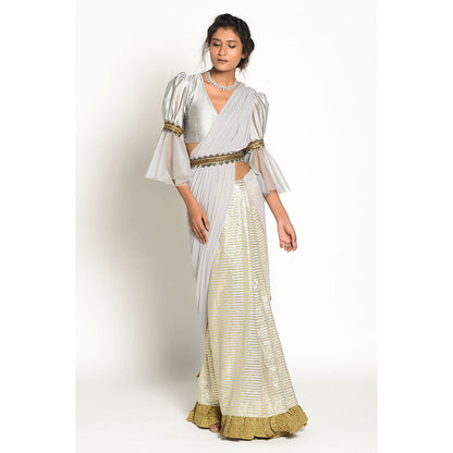 RISHI & VIBHUTI Elva Embellished Saree without Blouse