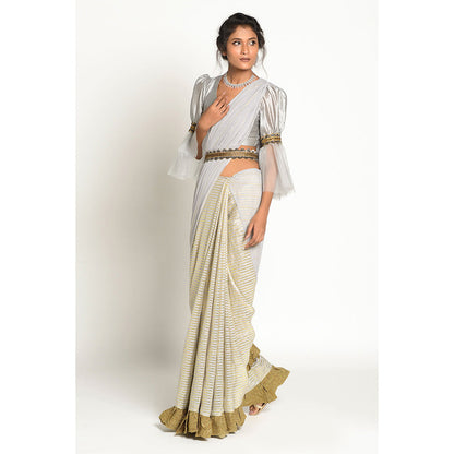RISHI & VIBHUTI Elva Embellished Saree without Blouse