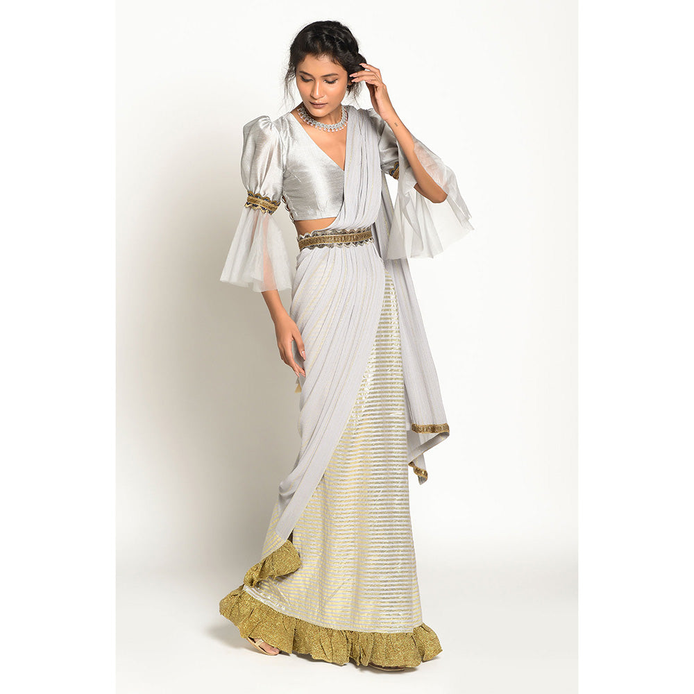 RISHI & VIBHUTI Elva Embellished Saree without Blouse