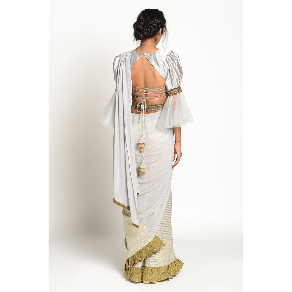 RISHI & VIBHUTI Elva Embellished Saree without Blouse