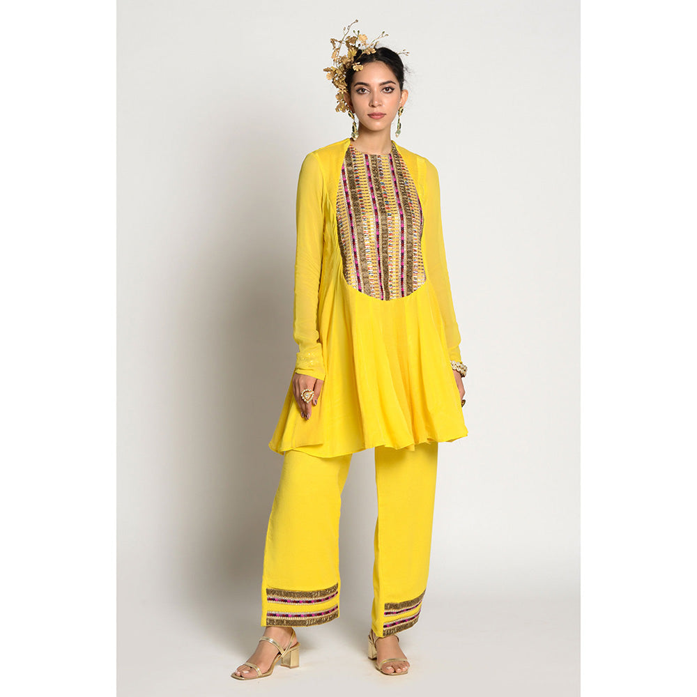 RISHI & VIBHUTI Amber Breeze Kurta with Pant (Set of 2)