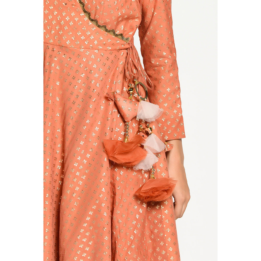 RISHI & VIBHUTI Rust Angrakha with Dupatta (Set of 2)