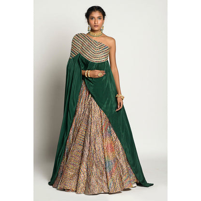 RISHI & VIBHUTI Inayat Cape Lehenga (Set of 2)