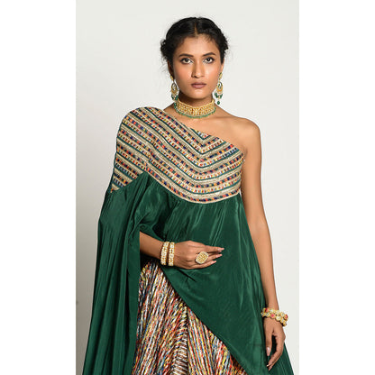 RISHI & VIBHUTI Inayat Cape Lehenga (Set of 2)