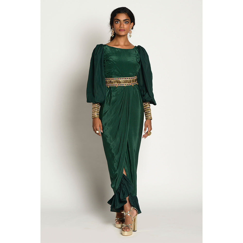 RISHI & VIBHUTI Nazam Dress with Belt (Set of 2)
