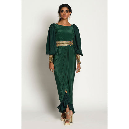 RISHI & VIBHUTI Nazam Dress with Belt (Set of 2)
