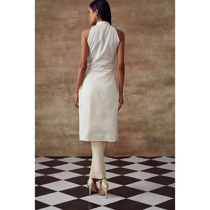 RISHI & VIBHUTI Crossandra Kurta & Dupatta Ivory (Set of 3)