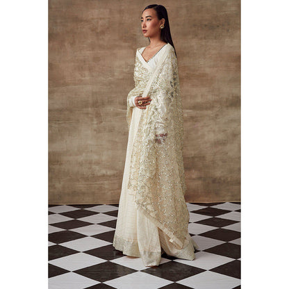 RISHI & VIBHUTI Waterlily Anarkali Kurta & Dupatta Ivory (Set of 2)