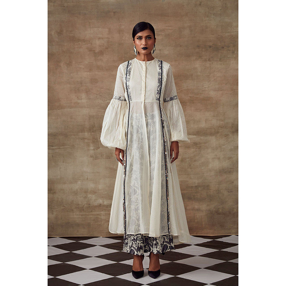 RISHI & VIBHUTI Iris Ivory Kurta (Set of 2)