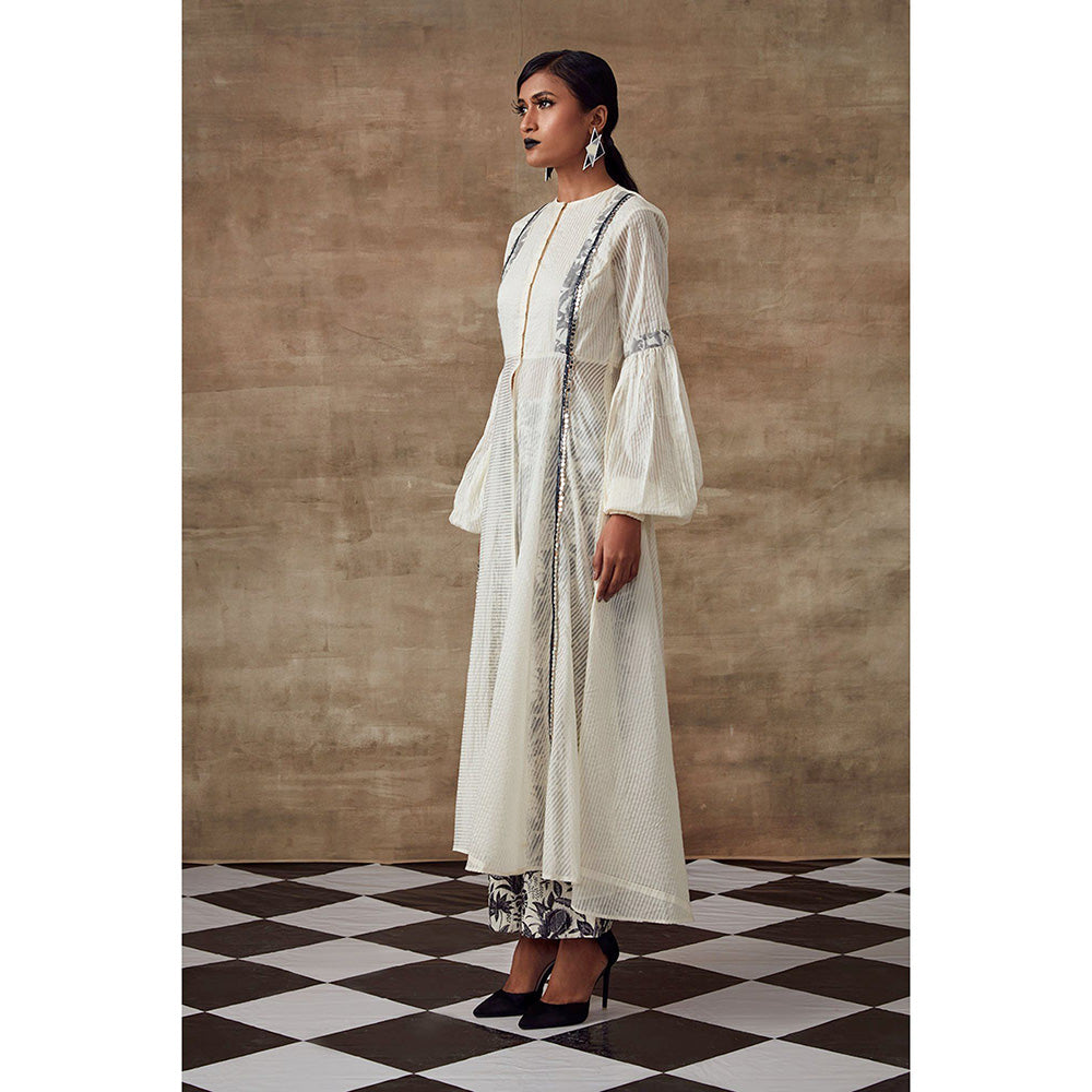 RISHI & VIBHUTI Iris Ivory Kurta (Set of 2)