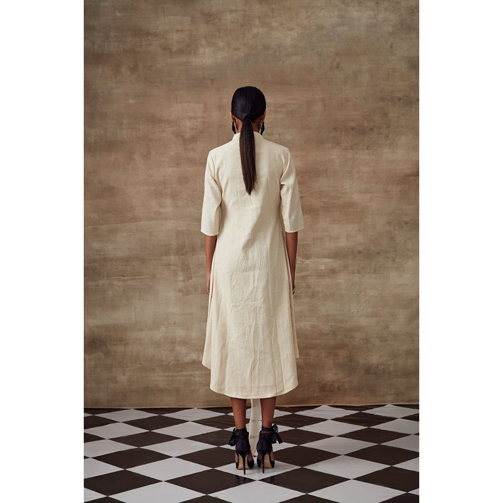 RISHI & VIBHUTI Plumeria A-Line Kurta with Ivory & Black (Set of 2)