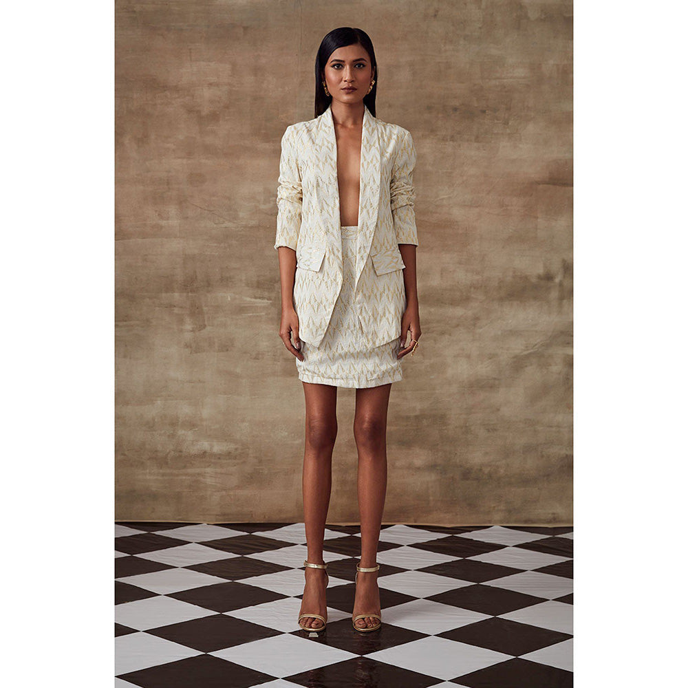 RISHI & VIBHUTI Dahlia Ivory Blazer Co-Ord (Set of 2)
