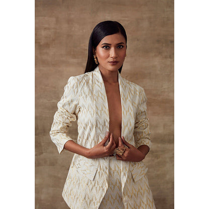 RISHI & VIBHUTI Dahlia Ivory Blazer Co-Ord (Set of 2)