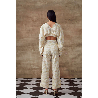 RISHI & VIBHUTI Freesia Crop Top & Pant (Set of 2)