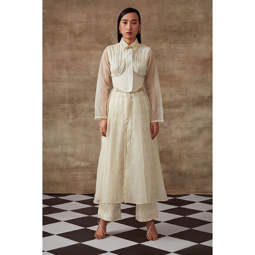 RISHI & VIBHUTI Calla Lilly Ivory Jacquard (Set of 3)