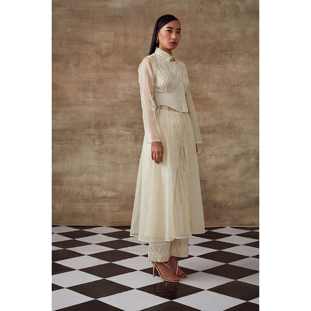 RISHI & VIBHUTI Calla Lilly Ivory Jacquard (Set of 3)