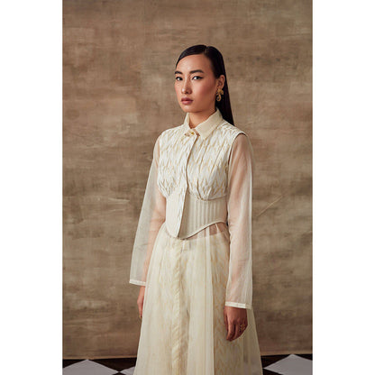 RISHI & VIBHUTI Calla Lilly Ivory Jacquard (Set of 3)