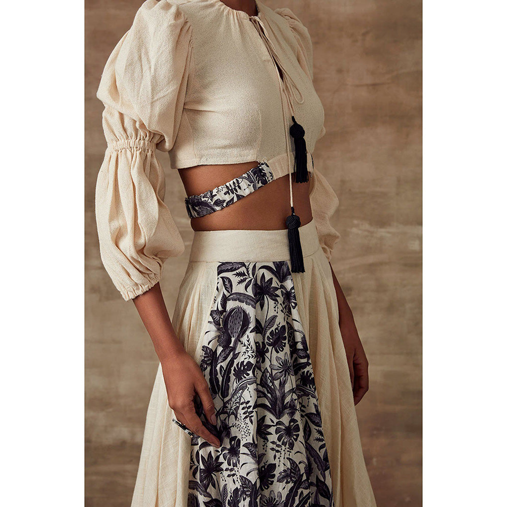 RISHI & VIBHUTI Oleander Ivory Skirt (Set of 2)