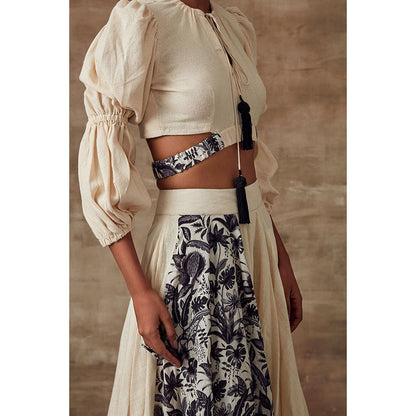 RISHI & VIBHUTI Oleander Ivory Skirt (Set of 2)