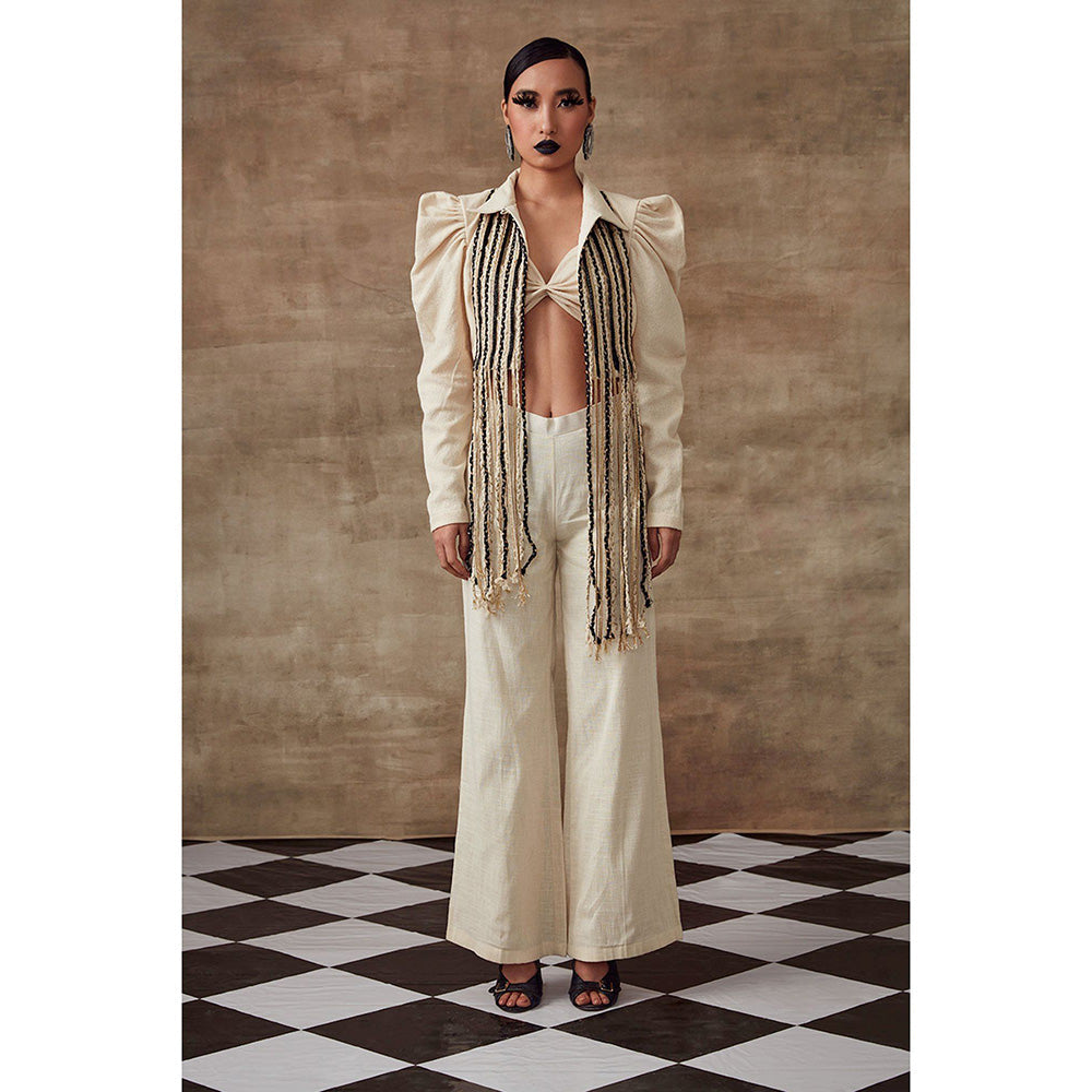 RISHI & VIBHUTI Puffed Jacket with Play of Dories (Set of 3)